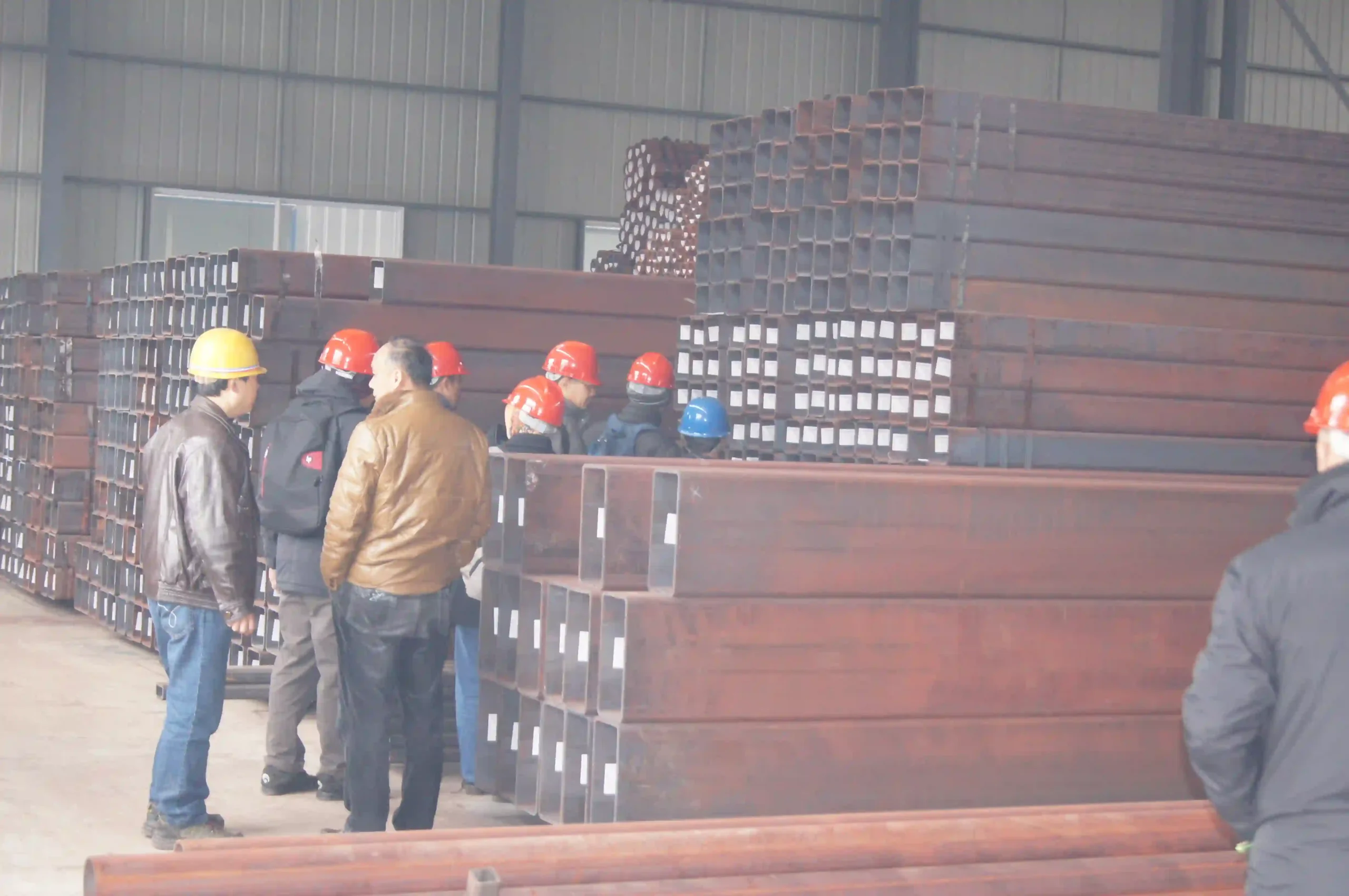 Overseas buyers visiting the SD XJY Pipe production facility