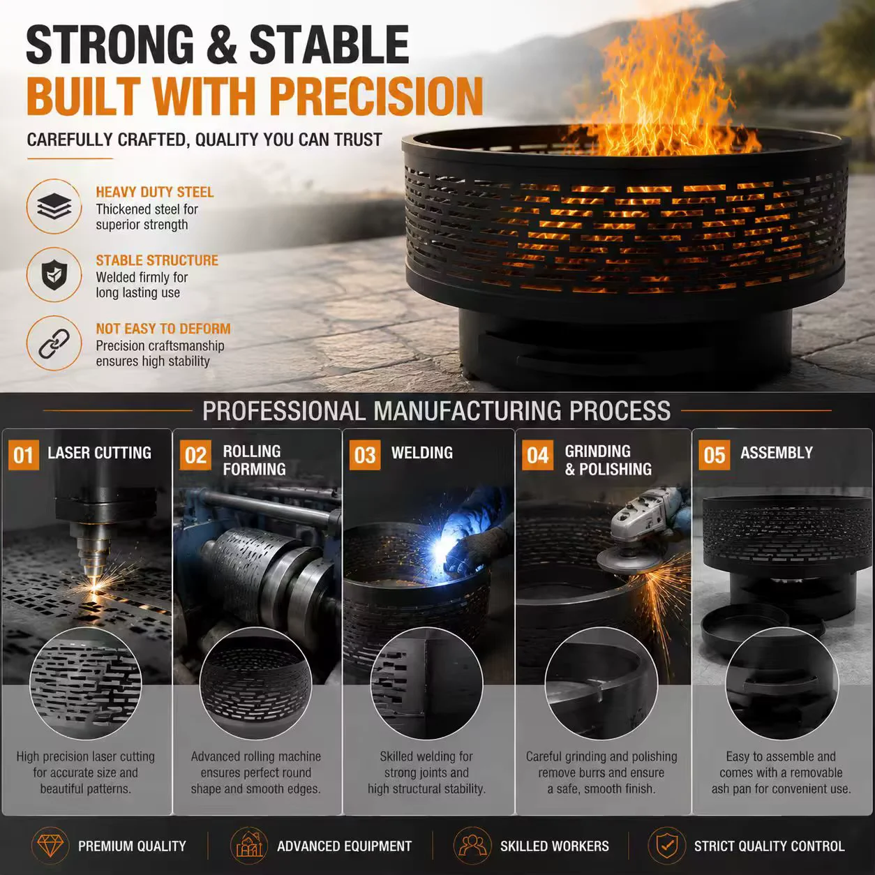 Stainless Steel Smokeless Fire Pit Custom Design Factory Supplier